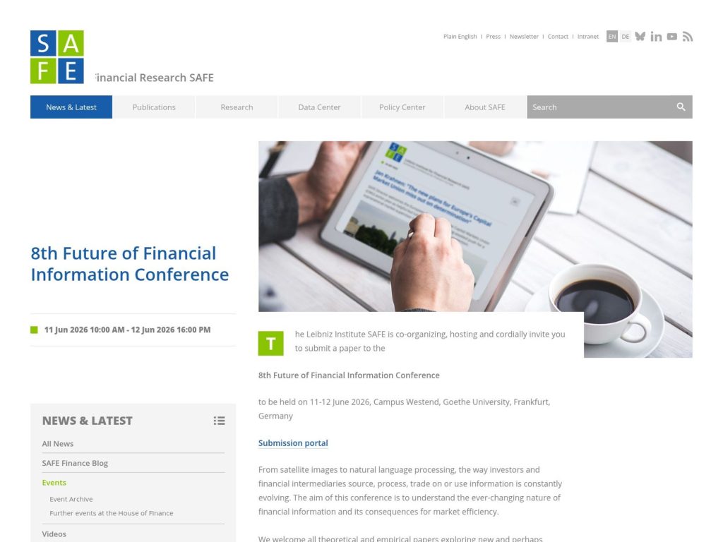 8th Future of Financial Information Conference website