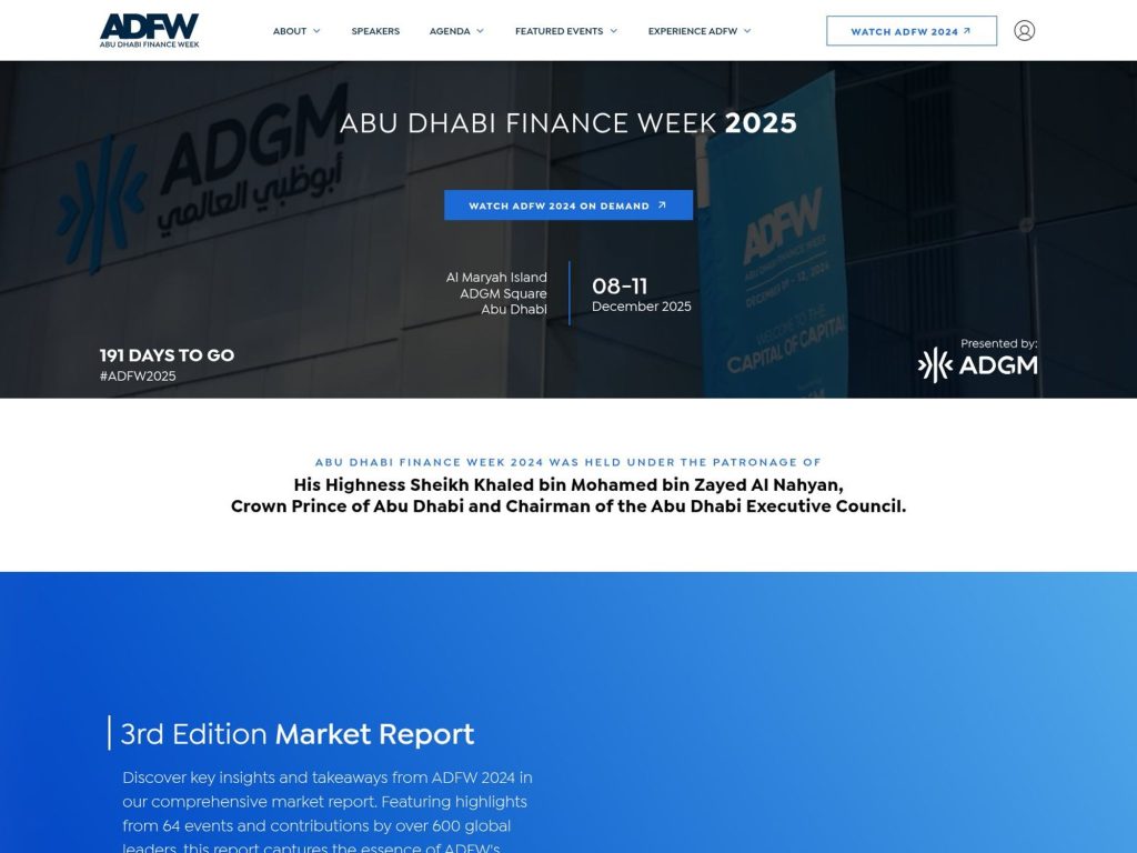 Abu Dhabi Finance Week 2025 - Enginnering the Capital Network - Event screenshot