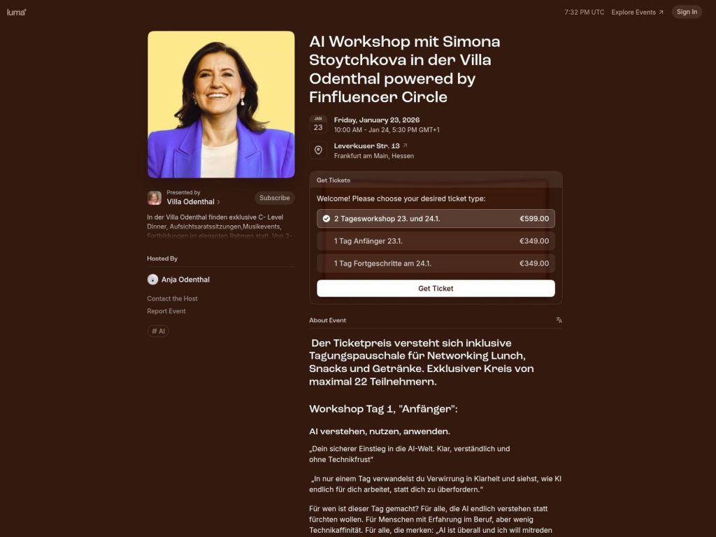 AI Workshop mit Simona Stoytchkova in der Villa Odenthal powered by Finfluencer Circle image