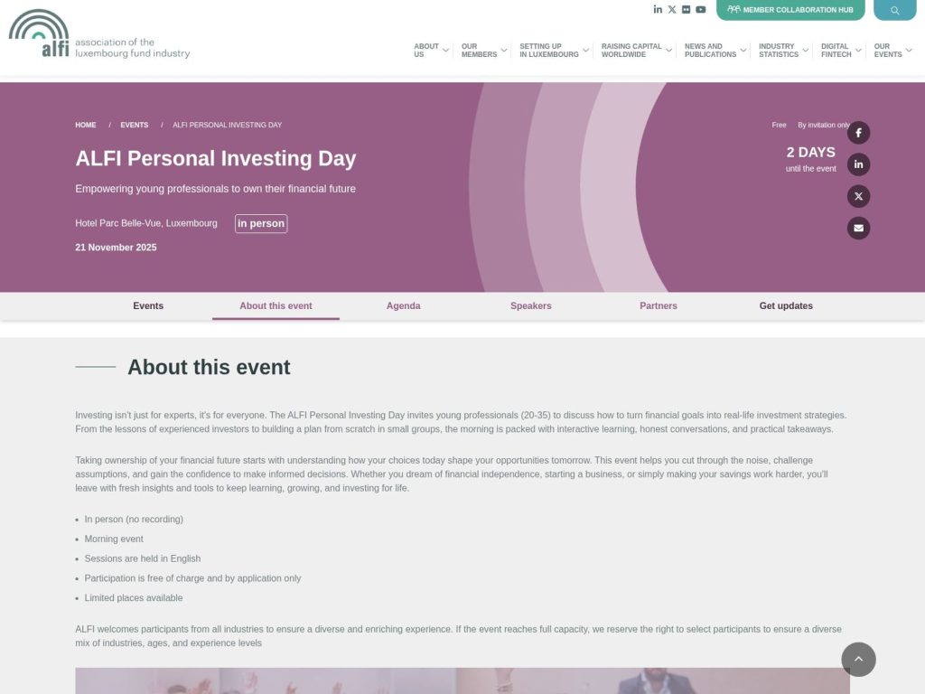 ALFI Personal Investing Day - Event screenshot
