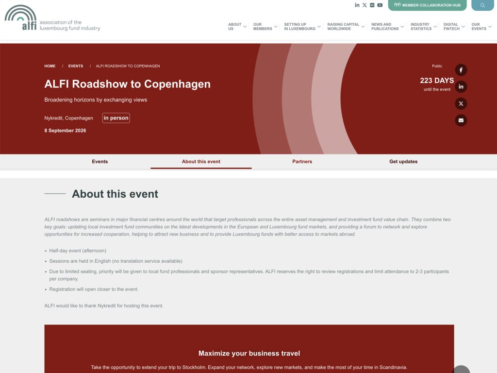ALFI Roadshow to Copenhagen website