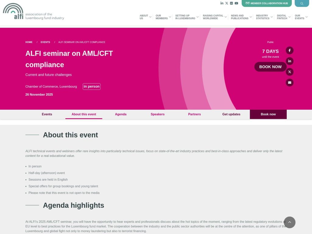 ALFI seminar on AML/CFT compliance - Event screenshot