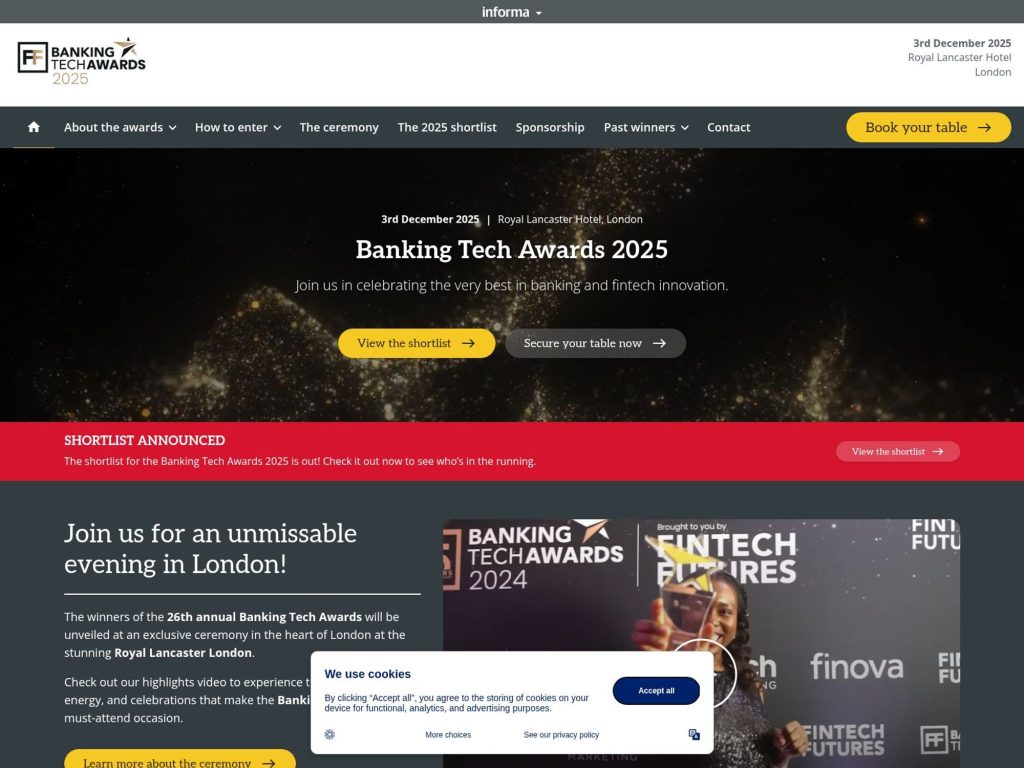 Banking Tech Awards 2025 - Event screenshot