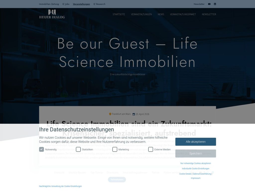 Be our Guest – Life Science Immobilien website