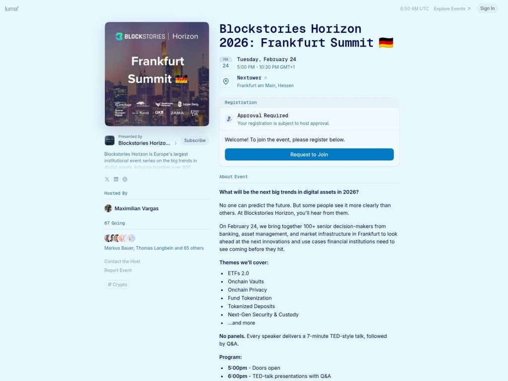 Blockstories Horizon 2026: Frankfurt Summit 🇩🇪 website