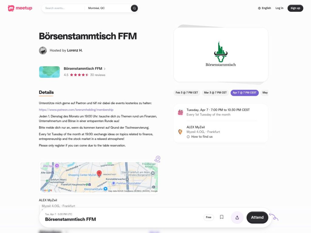 Börsenstammtisch FFM website