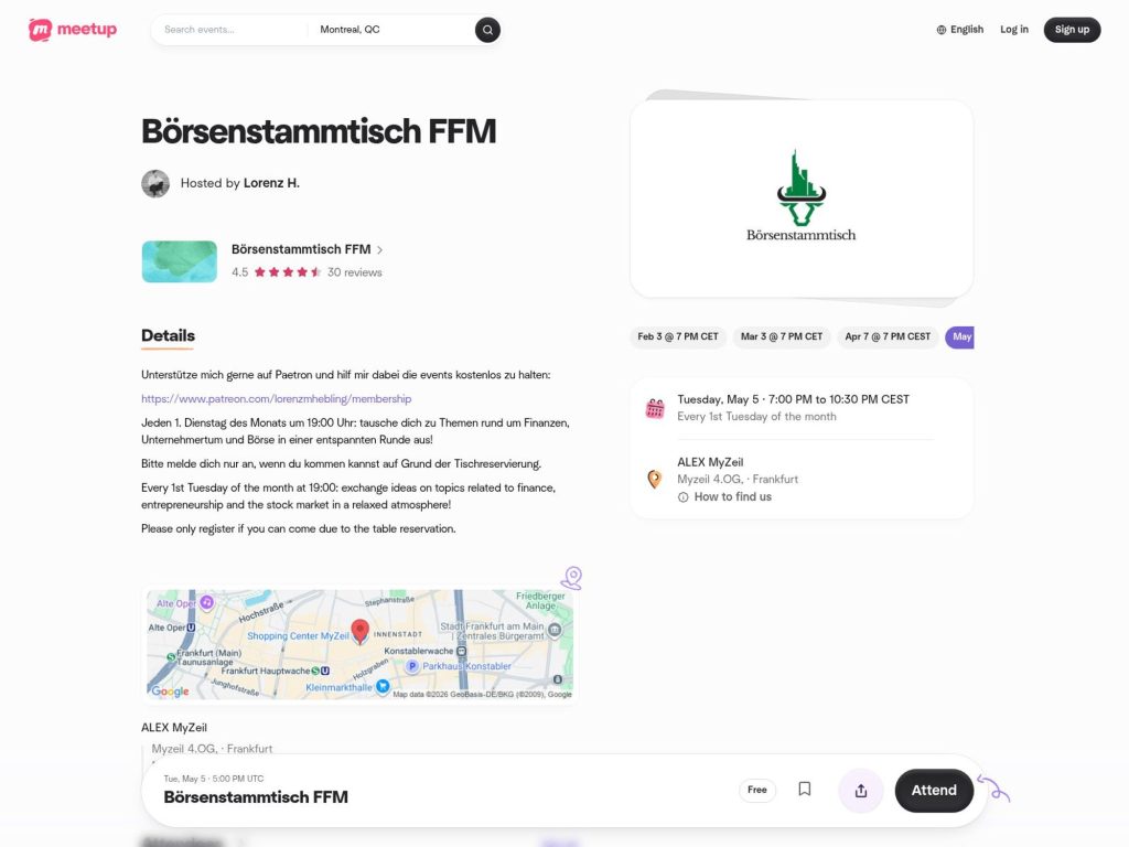 Börsenstammtisch FFM website