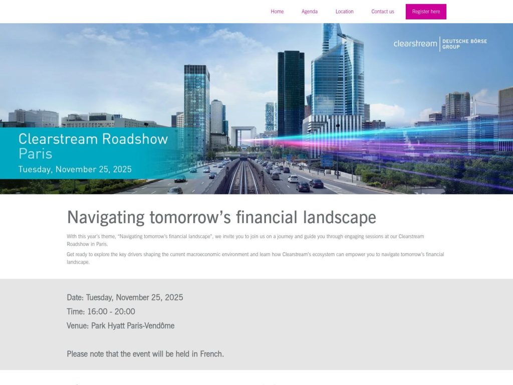 Clearstream Roadshow Paris - Event screenshot