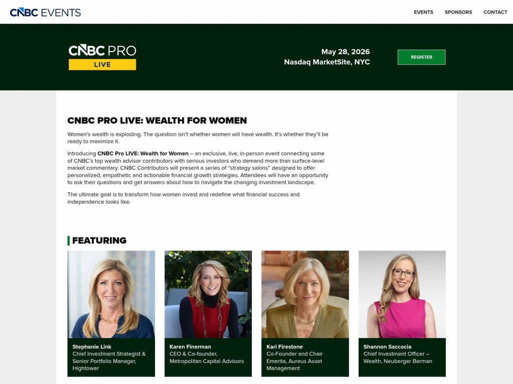 CNBC Pro Live: Wealth for Women website