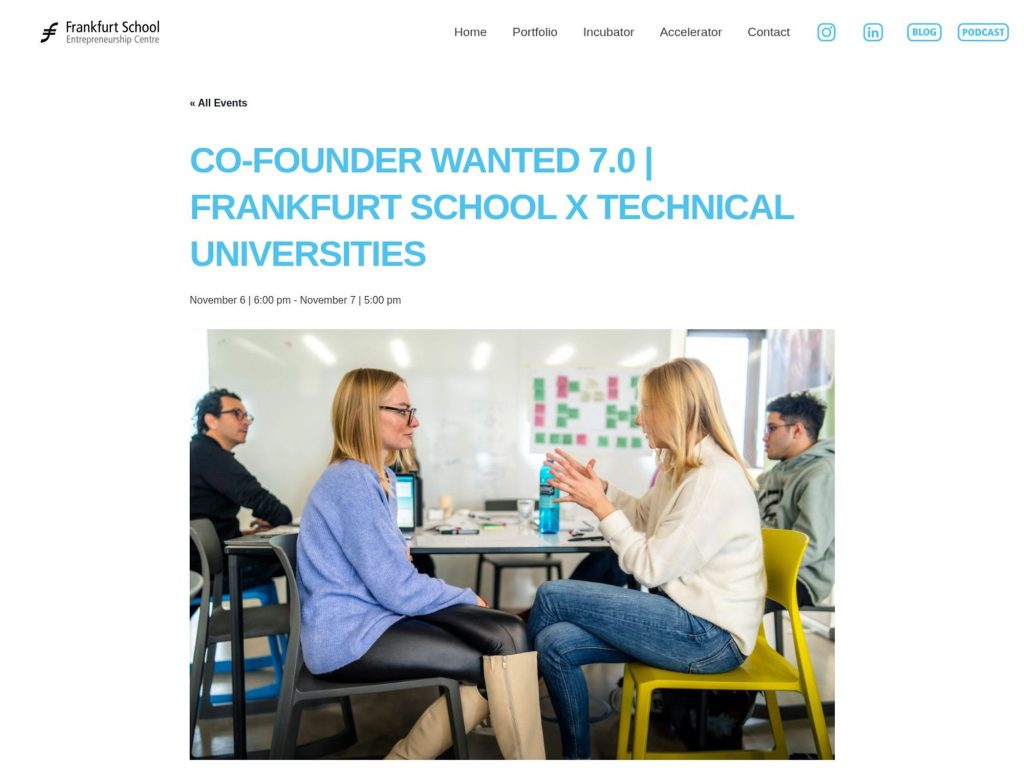 Co-Founder Wanted 7.0 | Frankfurt School x Technical Universities - Event screenshot