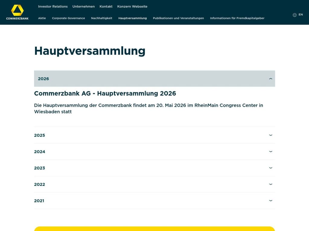 Commerzbank Hauptversammlung 2026 website