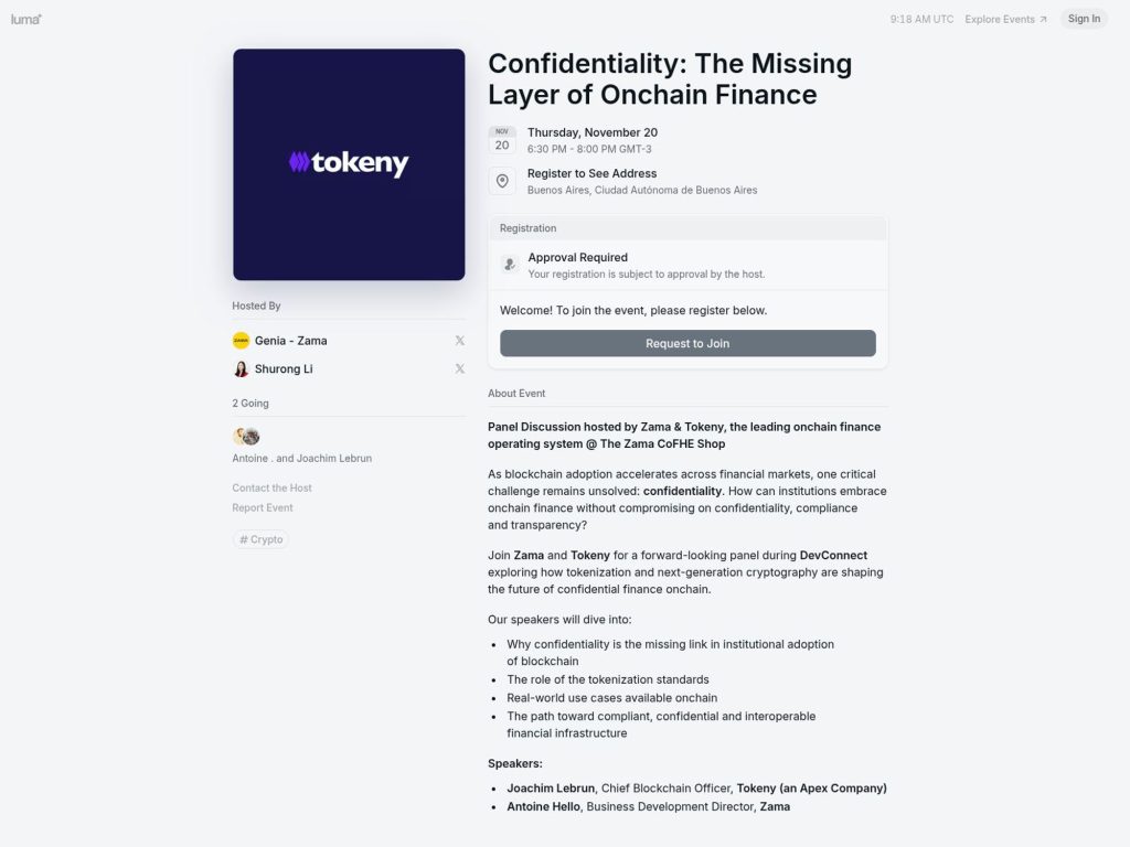 Confidentiality - The Missing Layer of Onchain Finance - Event screenshot