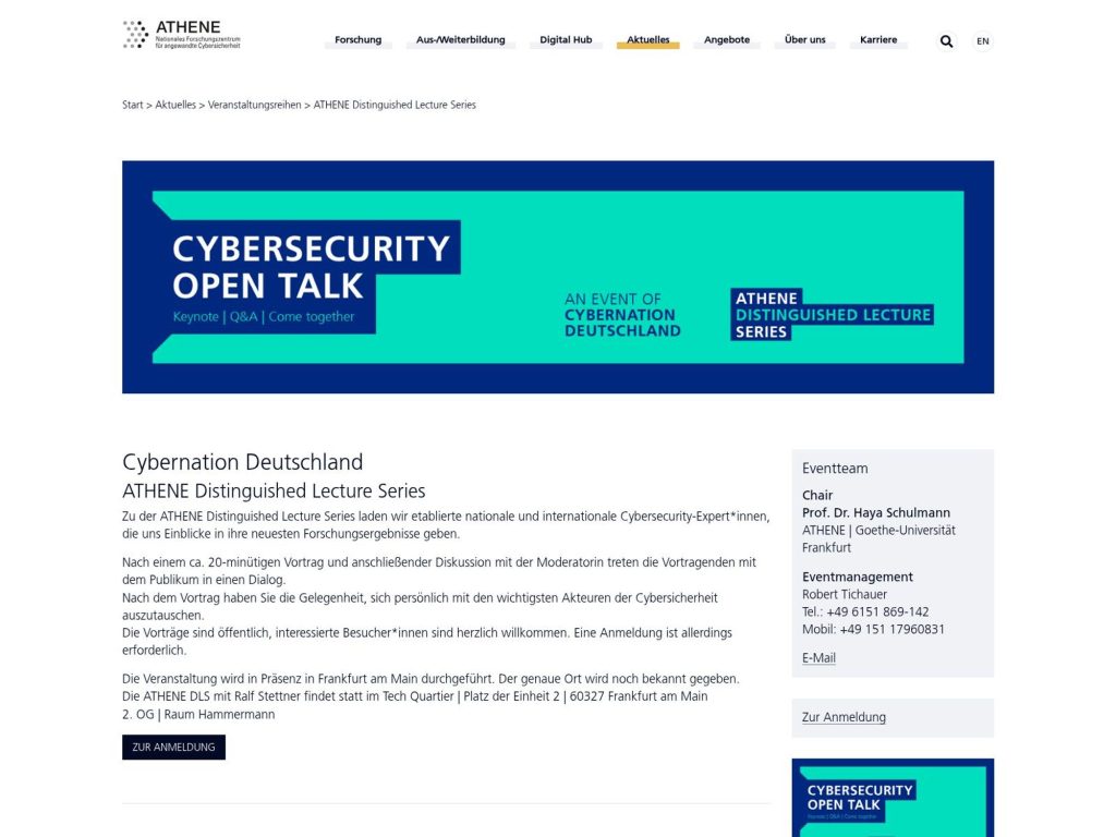 Cybersecurity Open Talk: Cybersicherheitsland Hessen - Event screenshot