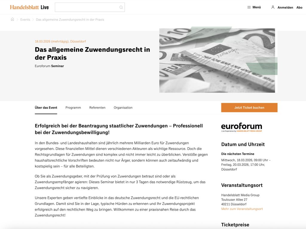 Das allgemeine Zuwendungsrecht in der Praxis website