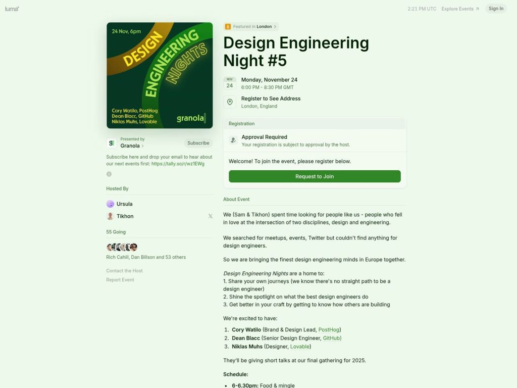 Design Engineering Night - Event screenshot