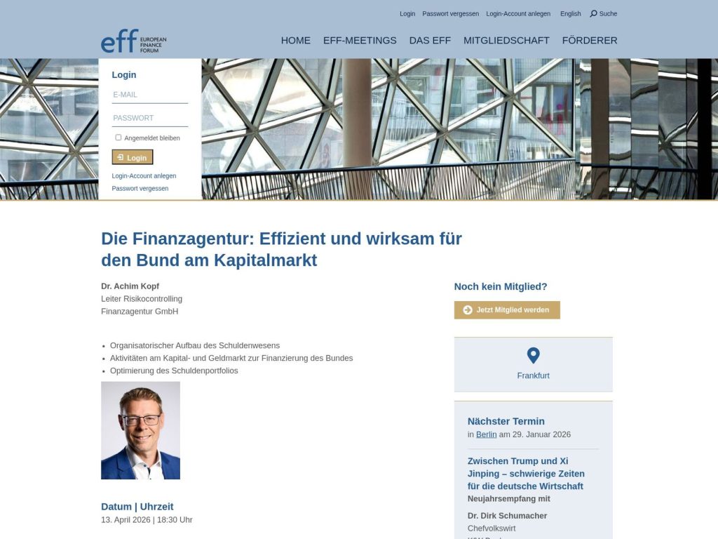 Die Finanzagentur: Effizient und wirksam für den Bund am Kapitalmarkt website