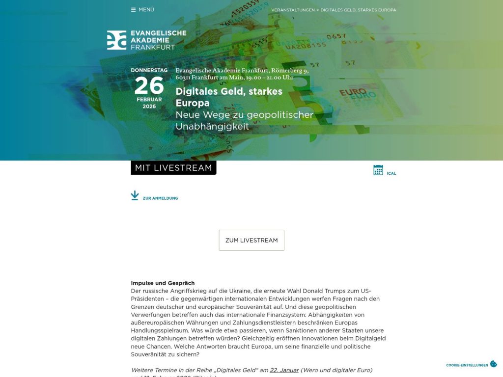 Digitales Geld, starkes Europa website