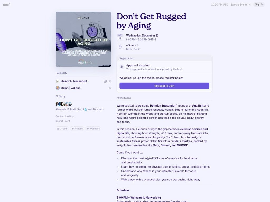 Don’t Get Rugged by Aging - Event screenshot