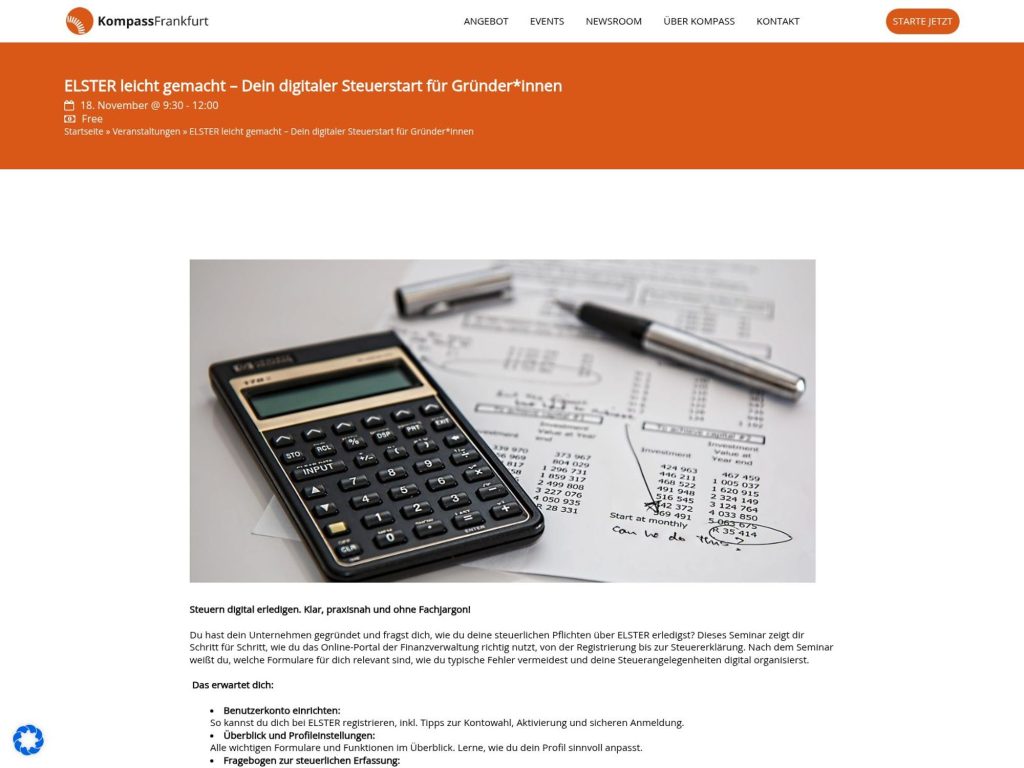 ELSTER leicht gemacht – Dein digitaler Steuerstart für Gründer*innen - Event screenshot