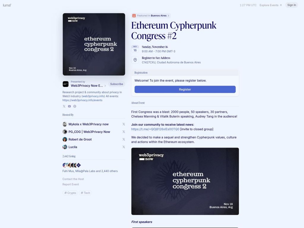 Ethereum Cypherpunk - Event screenshot