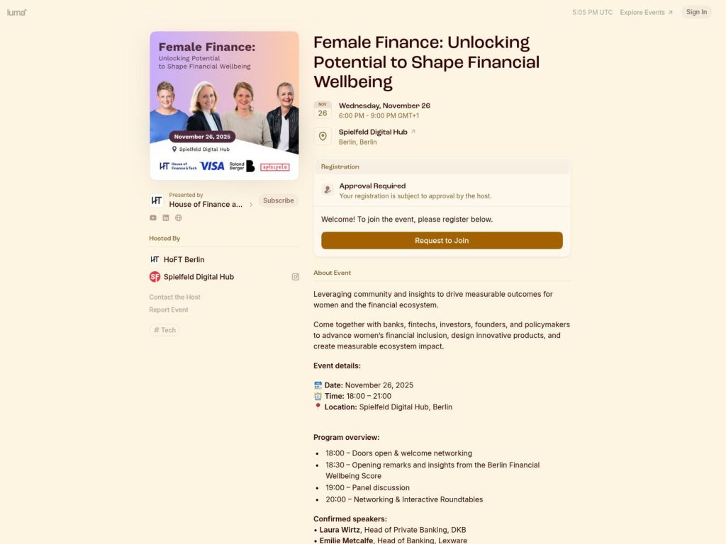 Female Finance: Unlocking Potential to Shape Financial Wellbeing - Event screenshot
