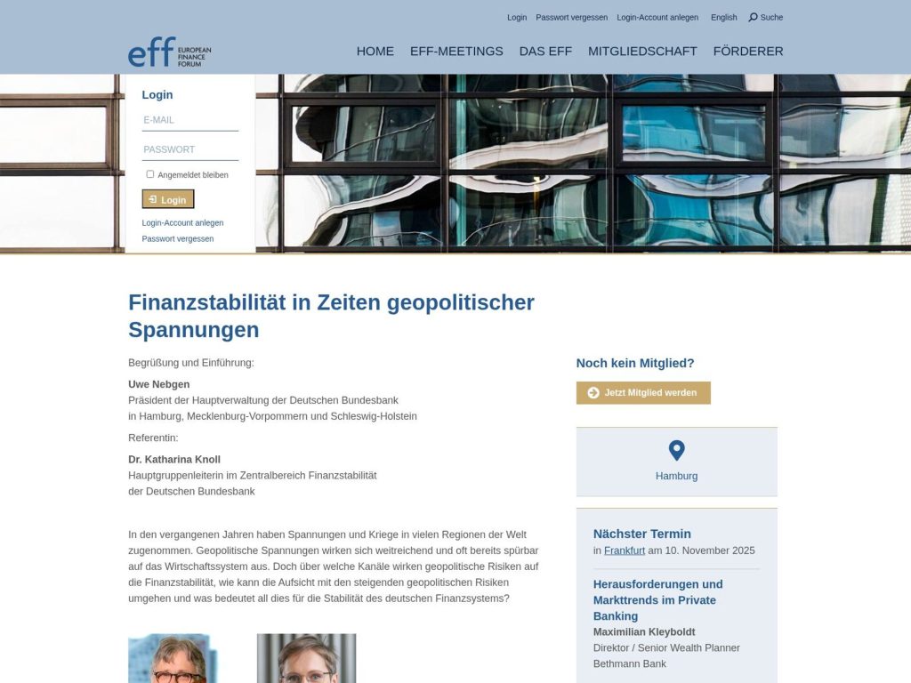 Finanzstabilität in Zeiten geopolitischer Spannungen - Event screenshot