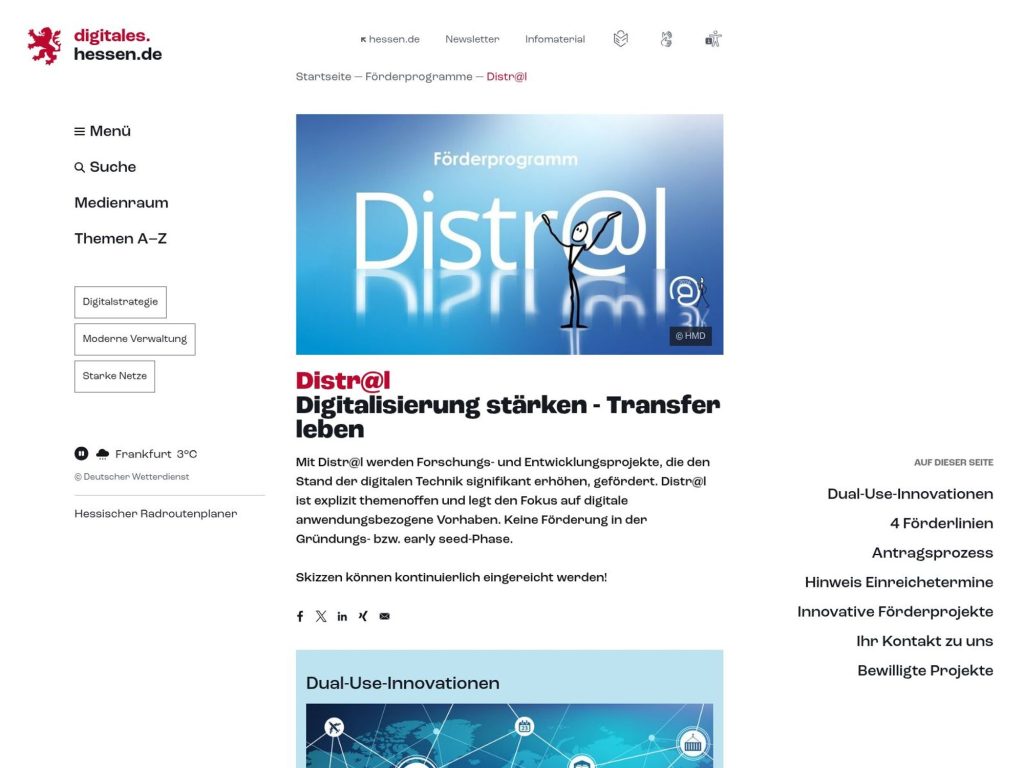 Förderprogramm Distr@l Hessen website