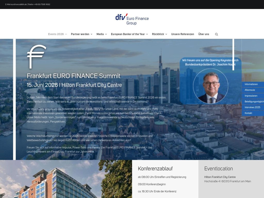 Frankfurt EURO FINANCE Summit 2026 website