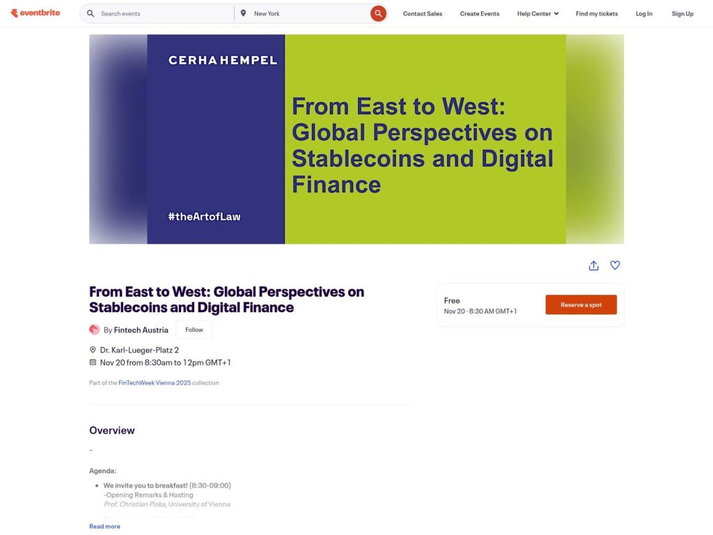 From East to West: Global Perspectives on Stablecoins and Digital Finance - Event screenshot