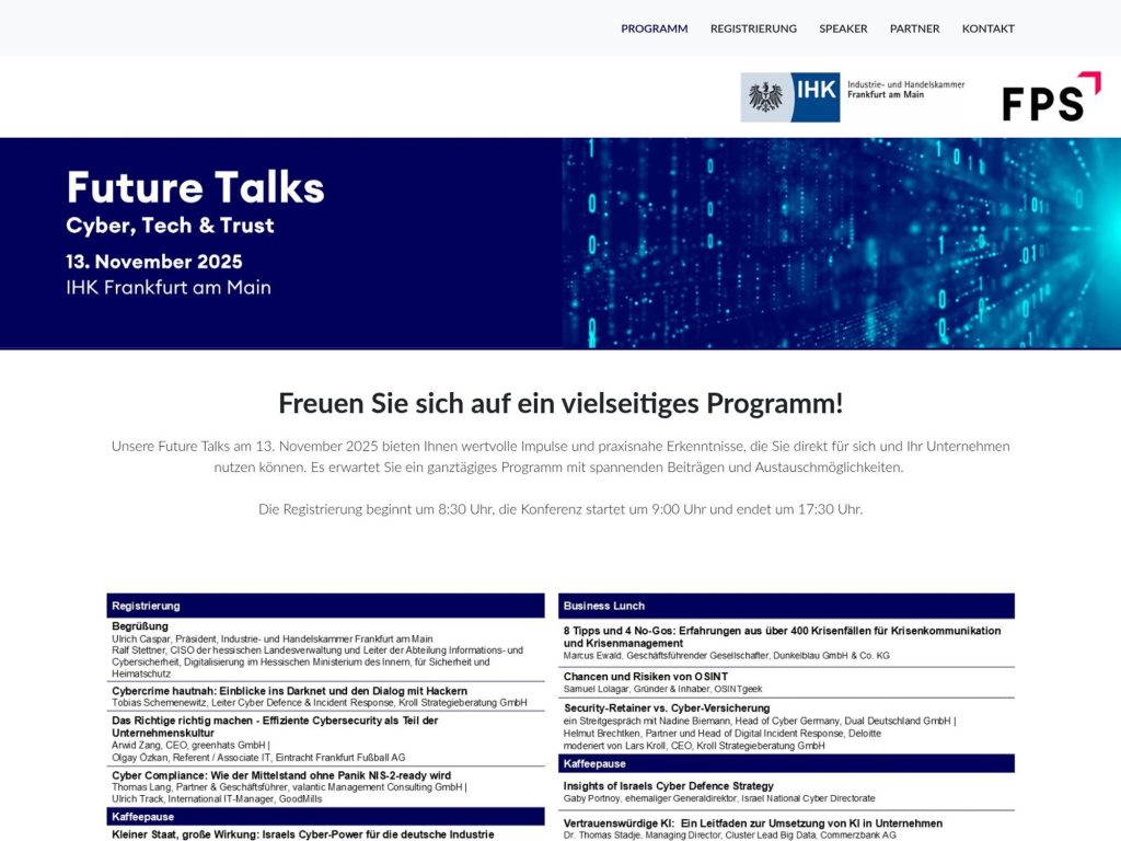 Future Talks 2025 - Cyber, Tech & Trust - Event screenshot