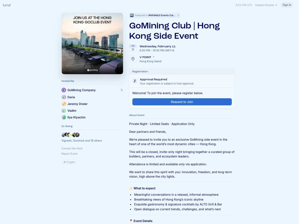 GoMining Club | Hong Kong Side Event website