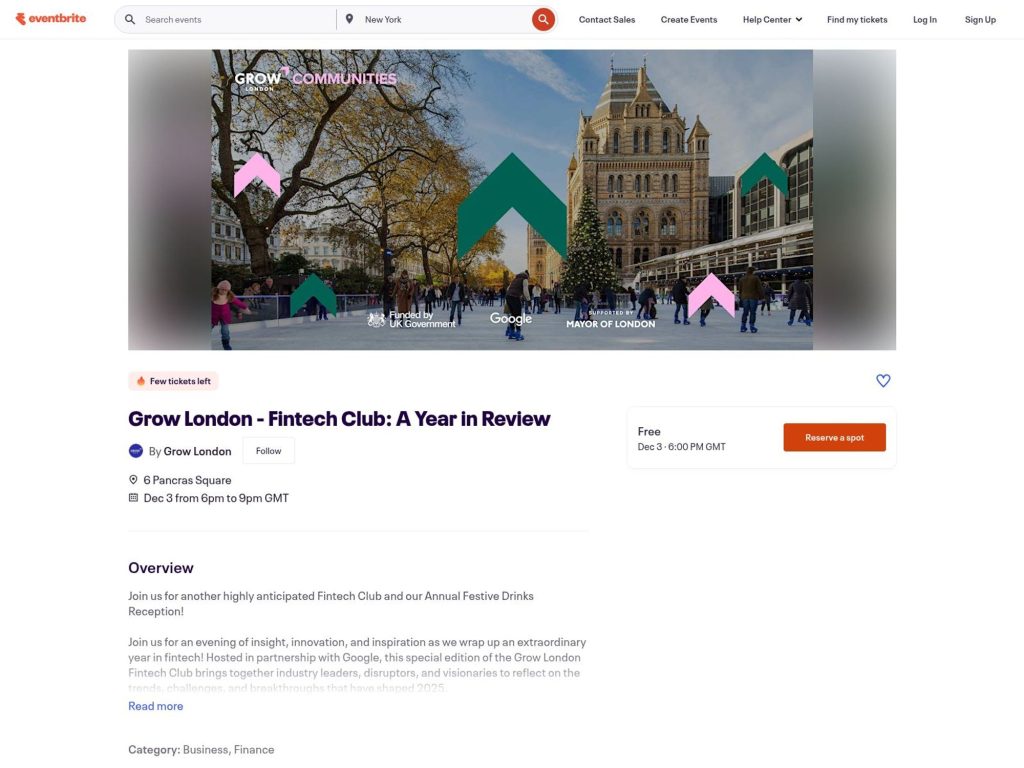 Grow London - Fintech Club: A Year in Review - Event screenshot