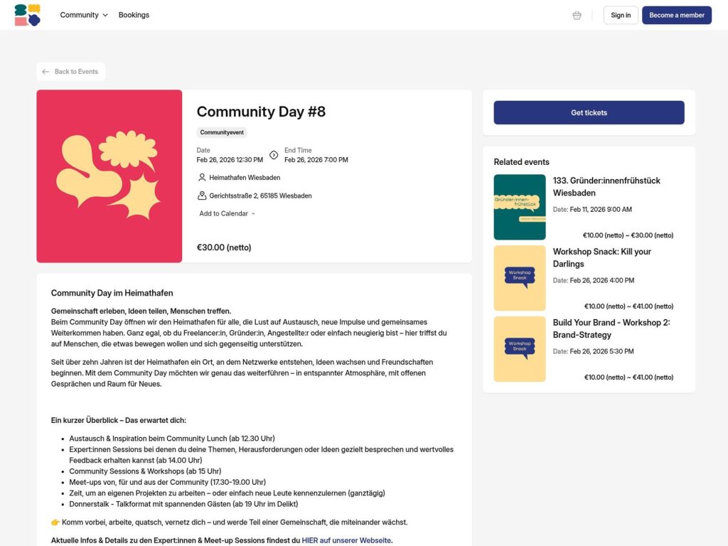 Heimathafen Community Day #8 website