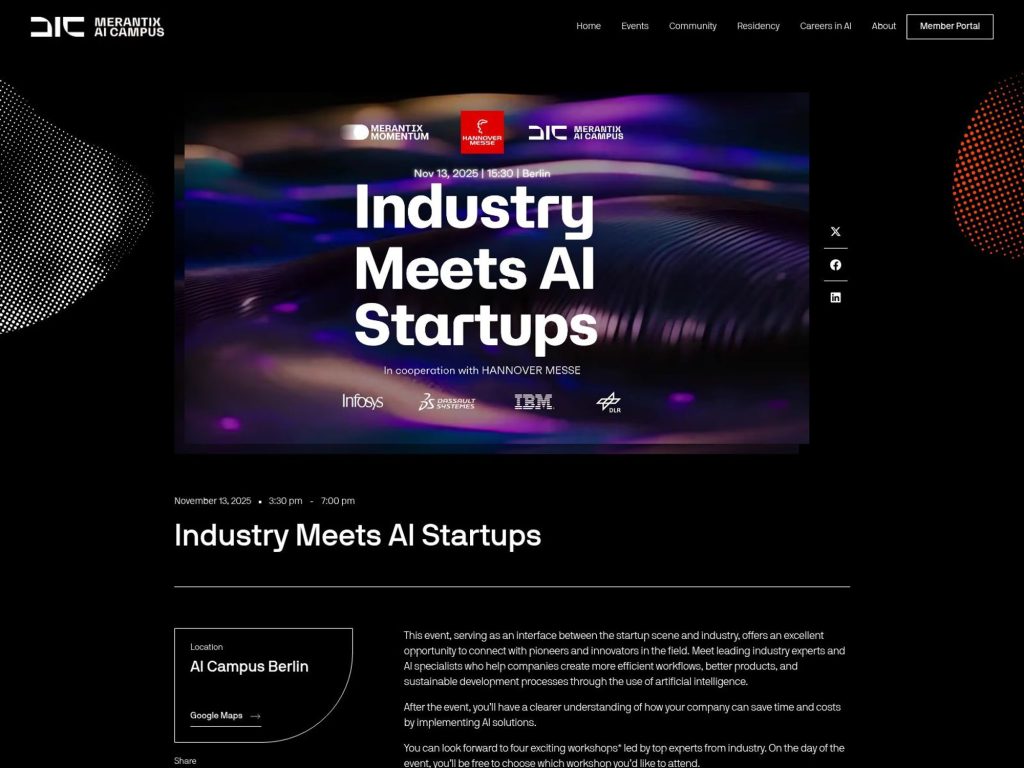 ​Industry Meets AI Startups - Event screenshot
