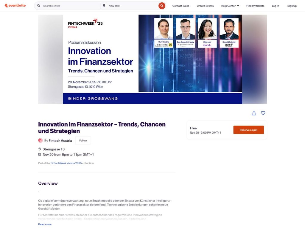 Innovation im Finanzsektor – Trends, Chancen und Strategien - Event screenshot