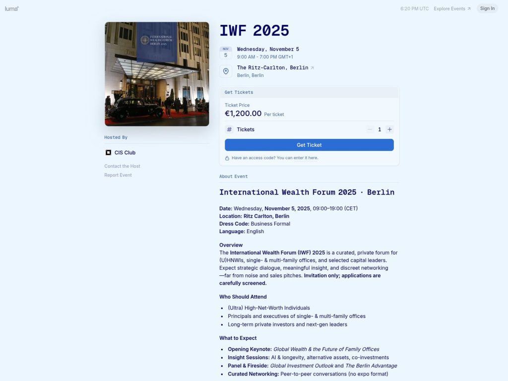 International Wealth Forum Berlin 2025 - Event screenshot