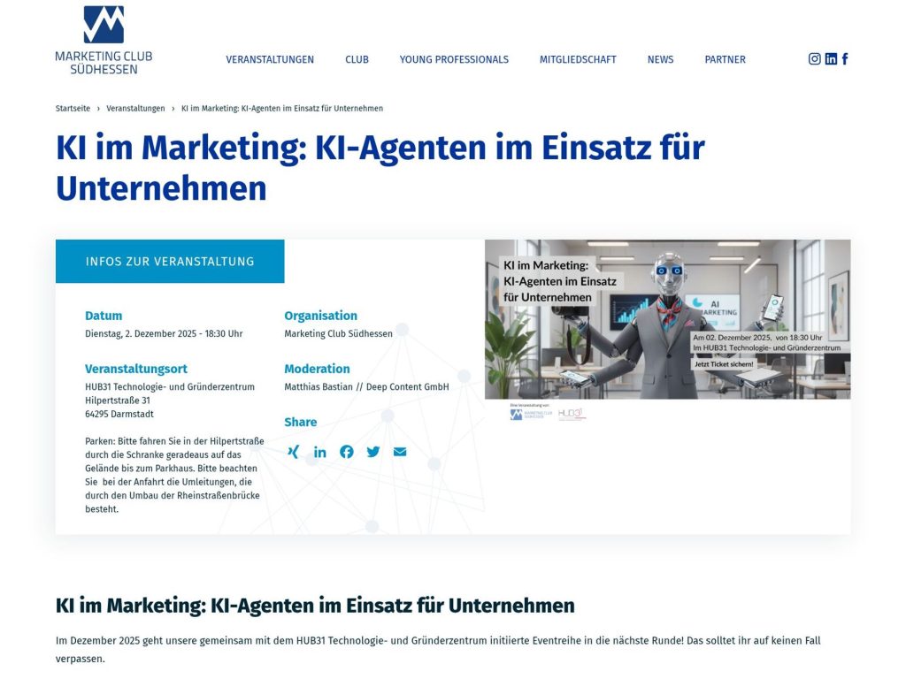 KI im Marketing: KI-Agenten im Einsatz für Unternehmen - Event screenshot