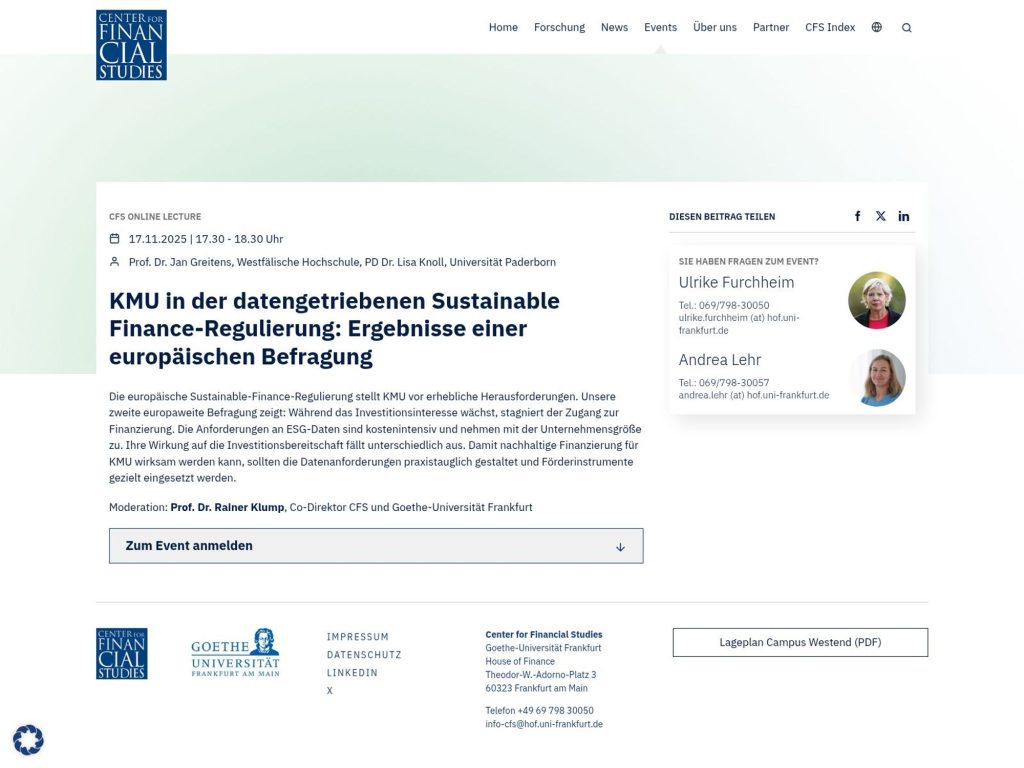 KMU in der datengetriebenen Sustainable Finance-Regulierung: Ergebnisse einer europäischen Befragung image