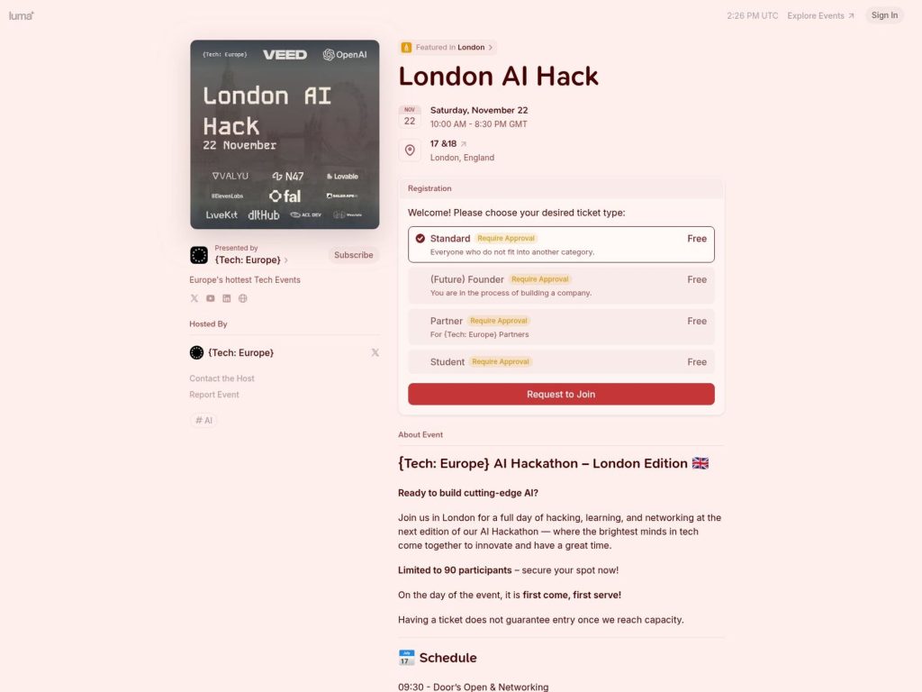 London AI Hack - Event screenshot