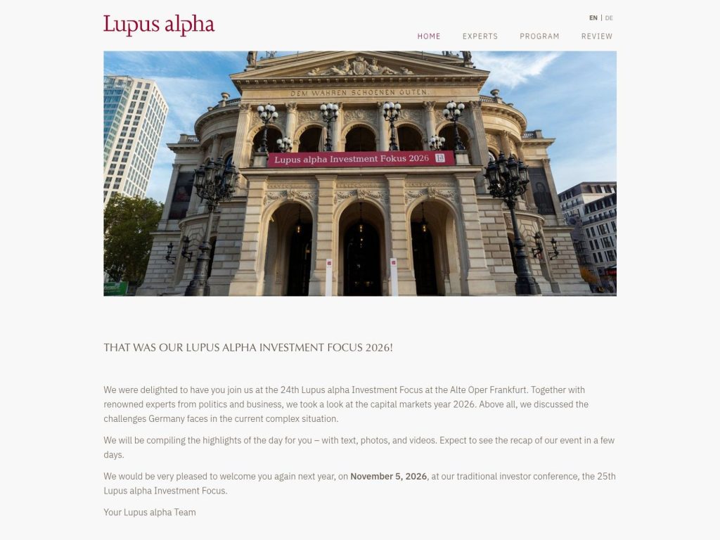 Lupus Alpha Investment Fokus 2026 website