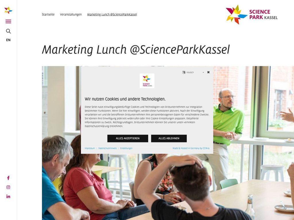 Marketing Lunch @ScienceParkKassel website
