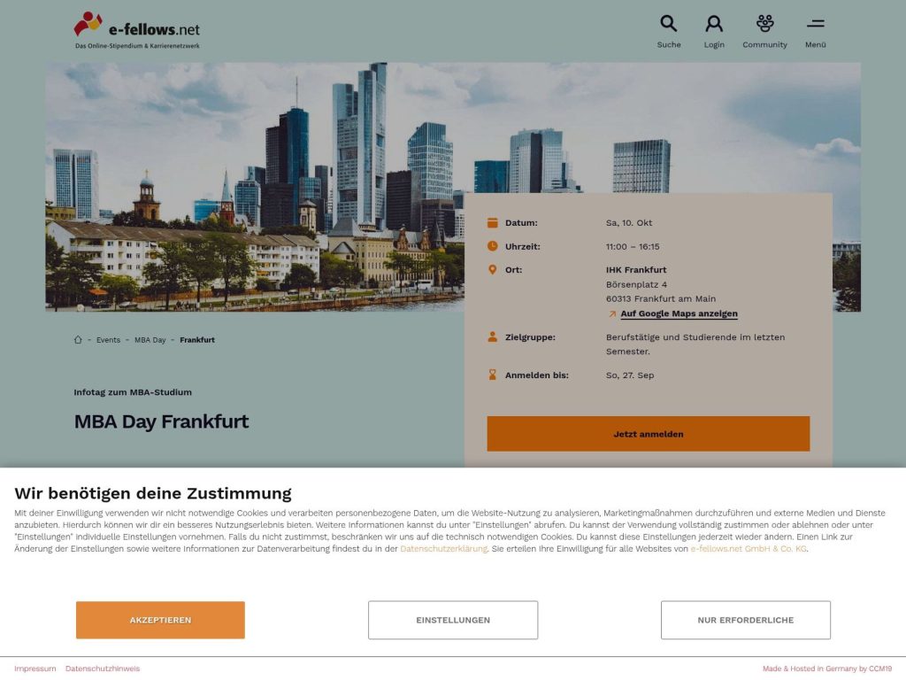 MBA Day Frankfurt website