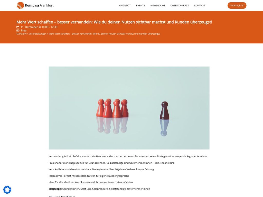 Mehr Wert schaffen – besser verhandeln: Wie du deinen Nutzen sichtbar machst und Kunden überzeugst! - Event screenshot