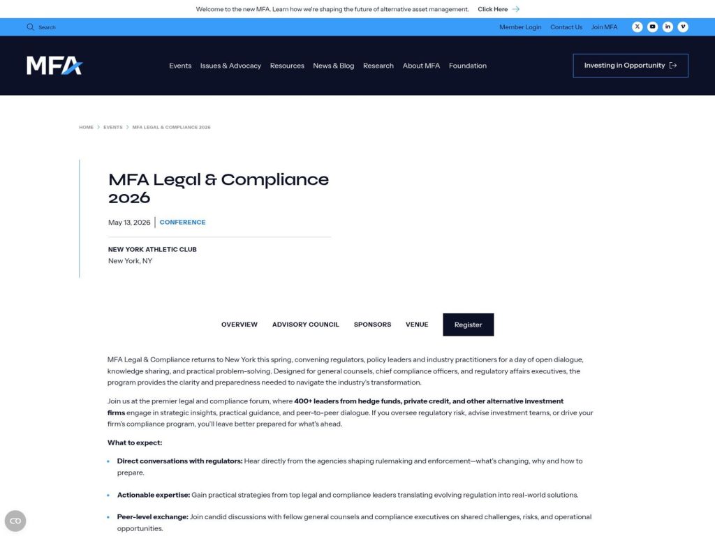 MFA Legal & Compliance 2026 website
