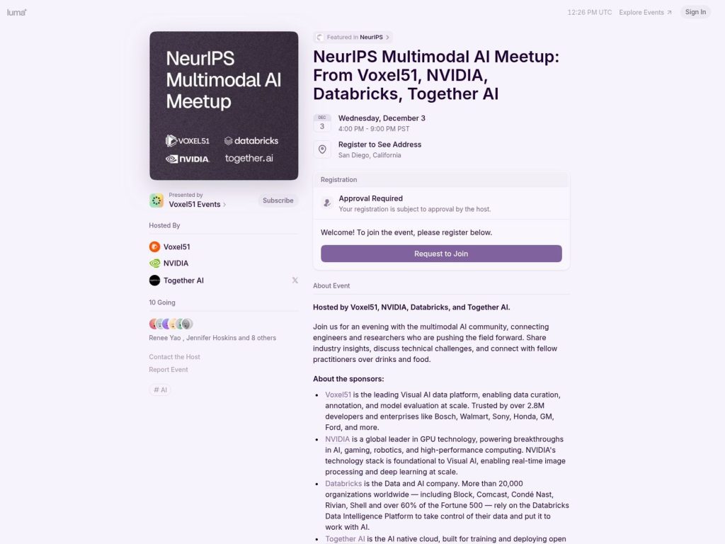 NeurIPS Multimodal AI Meetup - Event screenshot
