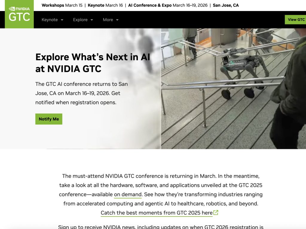 NVIDIA GTC 2026 website