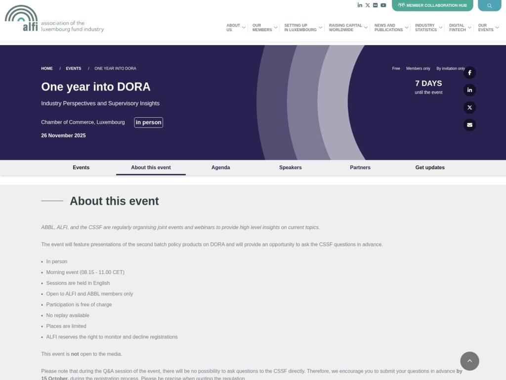 One year into DORA - Event screenshot