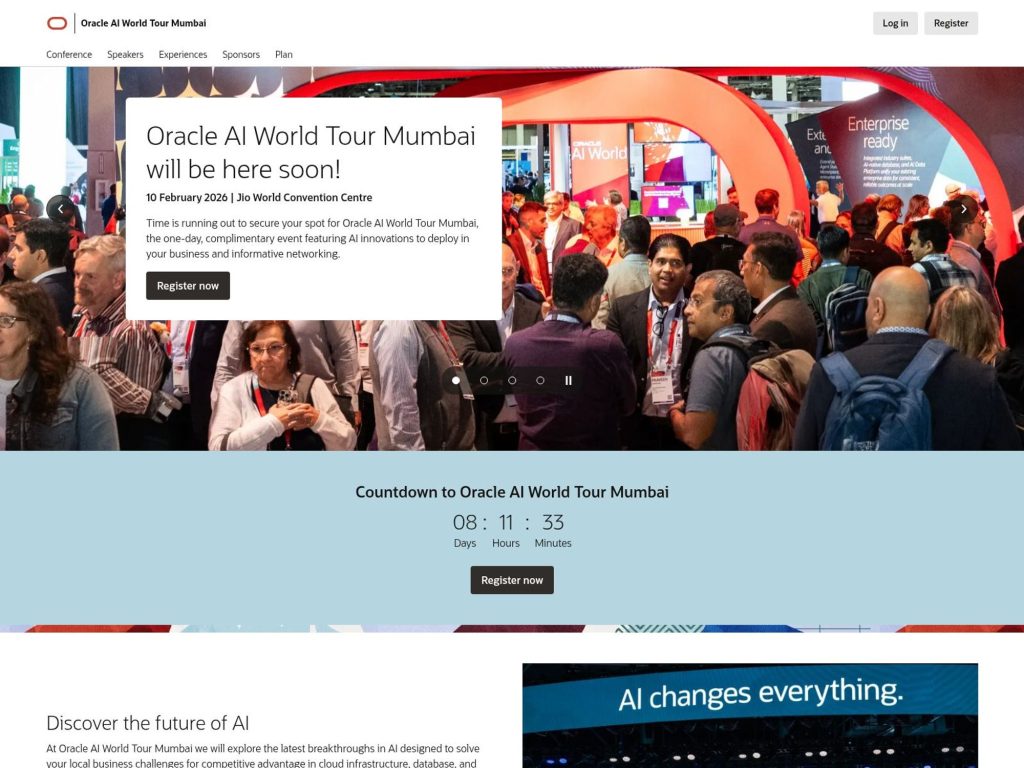 Oracle AI World Tour Mumbai website