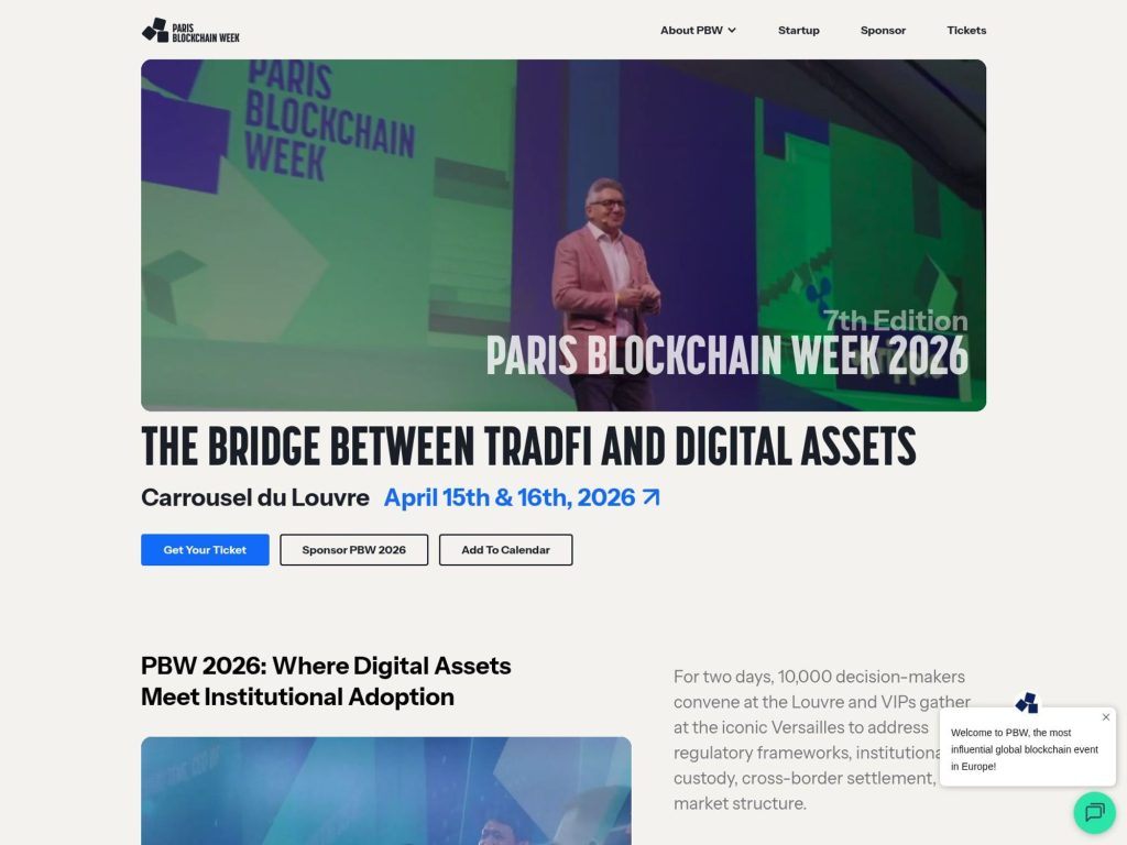 Paris Blockchain Week 2027 website