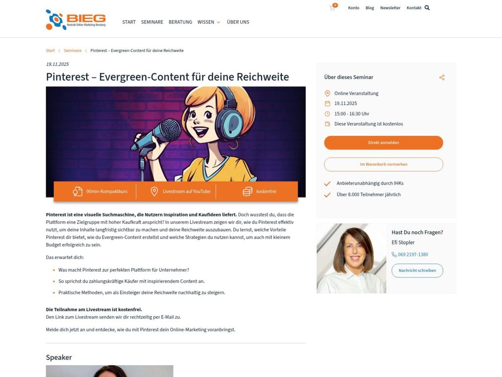 Pinterest – Evergreen-Content für deine Reichweite - Event screenshot